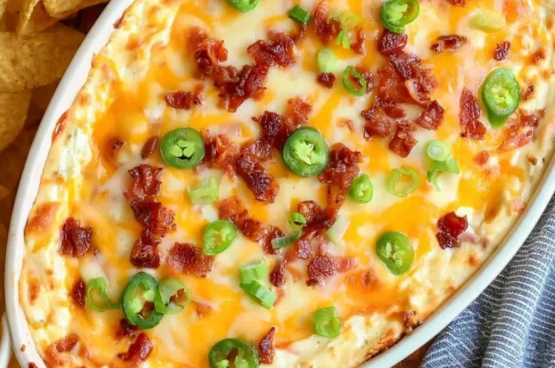 delicious jalapeño popper dip served in a bowl with tortilla chips