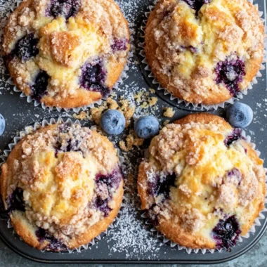 Delicious homemade blueberry muffins fresh out of the oven