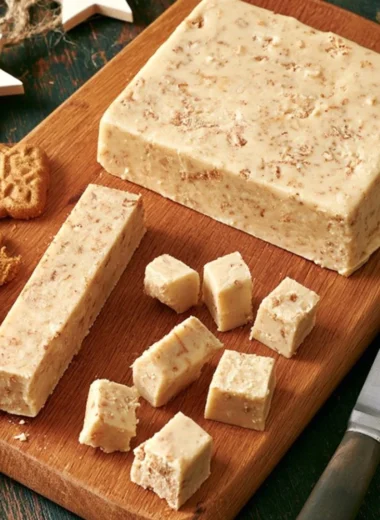 Delicious Christmas speculoos fudge caramel candy in a festive setting