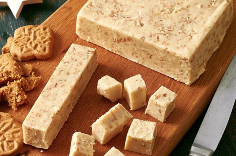 Delicious Christmas speculoos fudge caramel candy in a festive setting