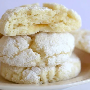 Cream cheese cake mix cookies on a baking tray