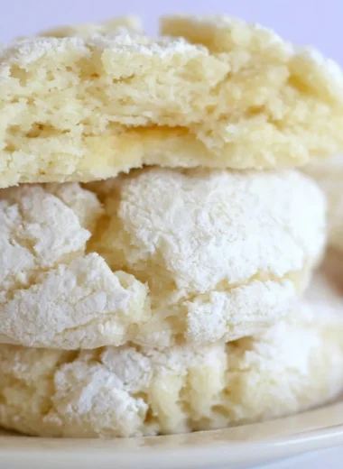 Cream cheese cake mix cookies on a baking tray
